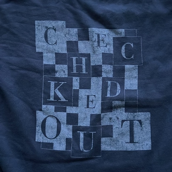 Aerie Blue “Checked Out” Crewneck Sweater Size Small - Picture 3 of 8